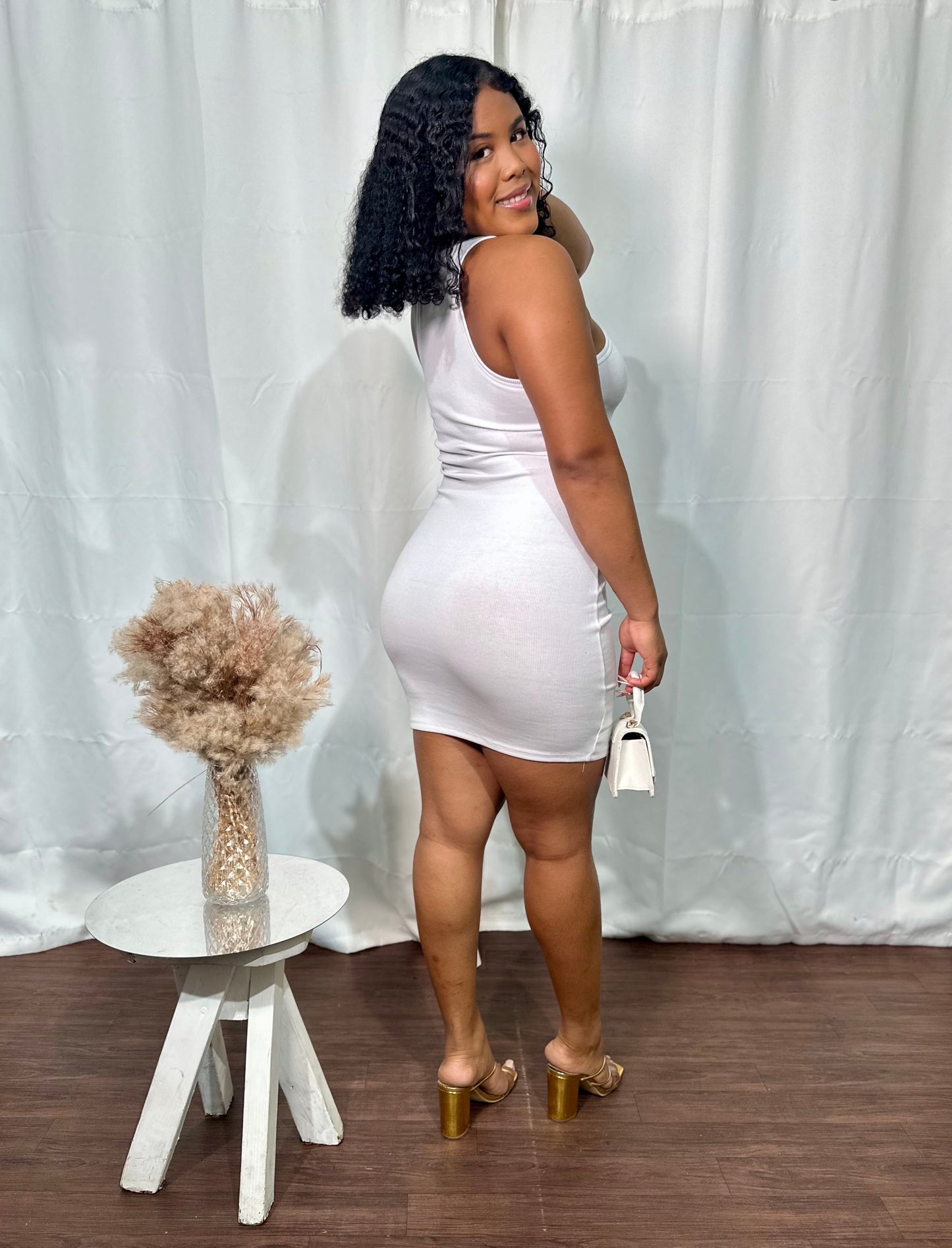 RACERBACK RIBBED MINI DRESS
