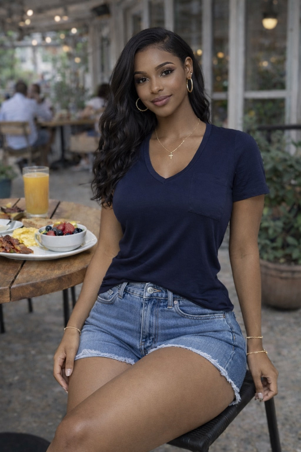 V NECK SHORT SLEEVE W/ POCKET