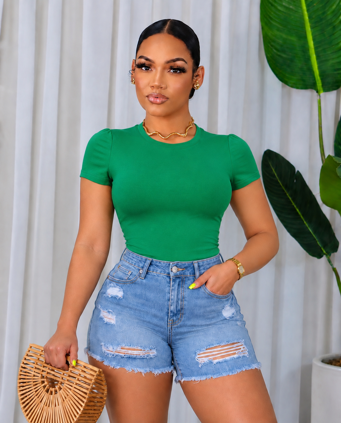 ROUND NECK SHORT SLV BODYBLOUSE