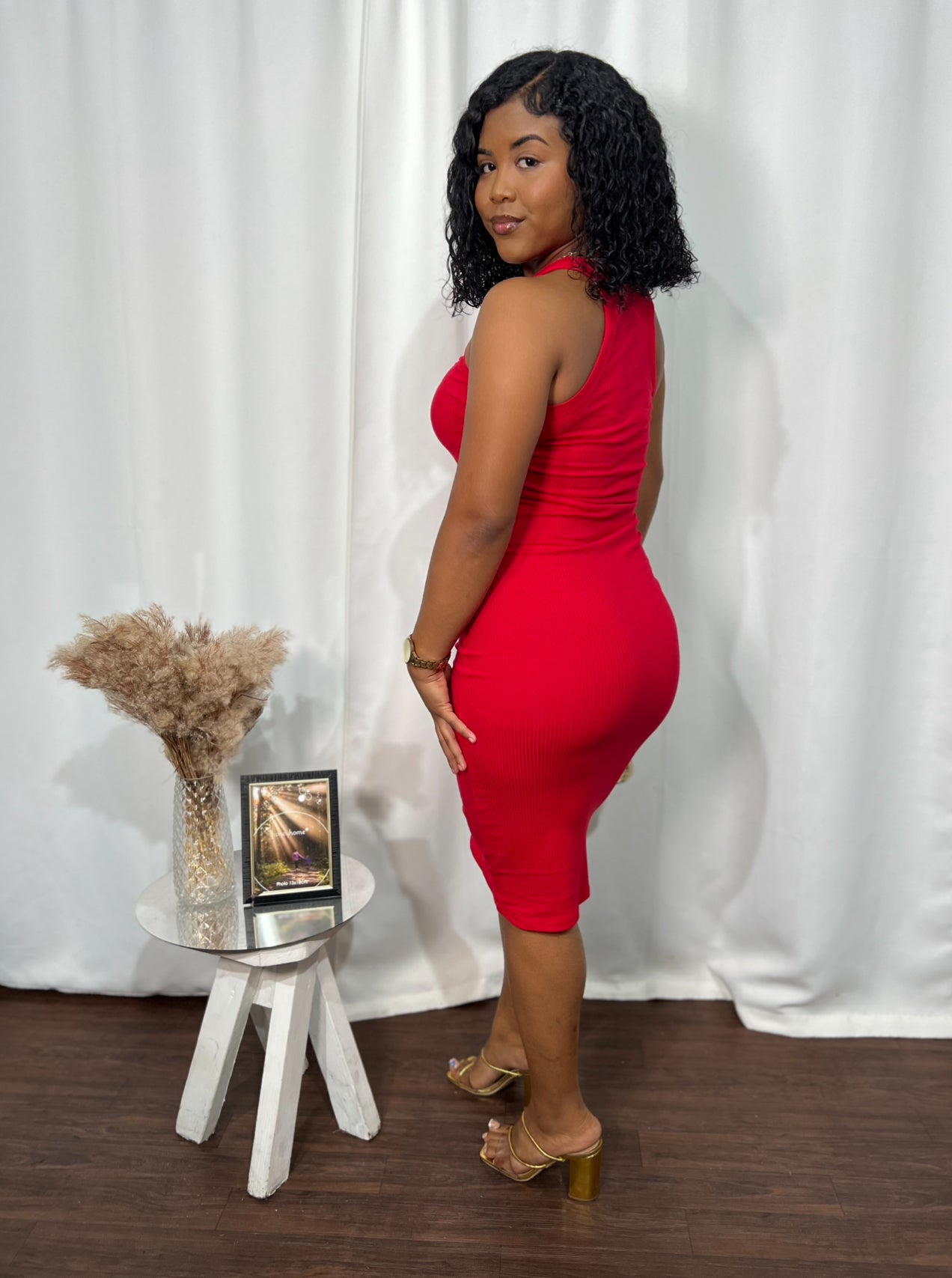 RACERBACK RIBBED MIDI DRESS
