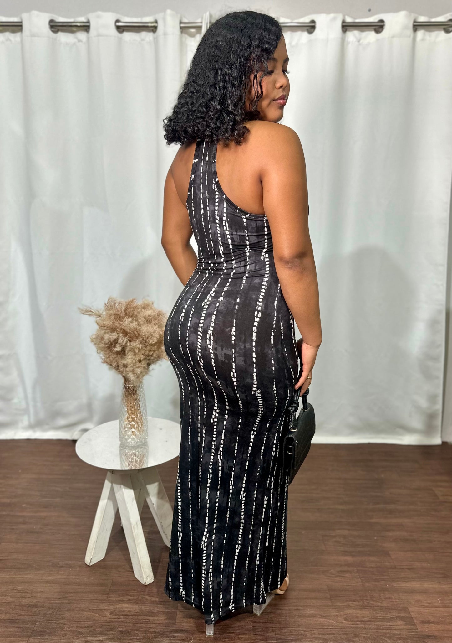 INTO THE NIGHT RACERBACK MIDI DRESS  ￼