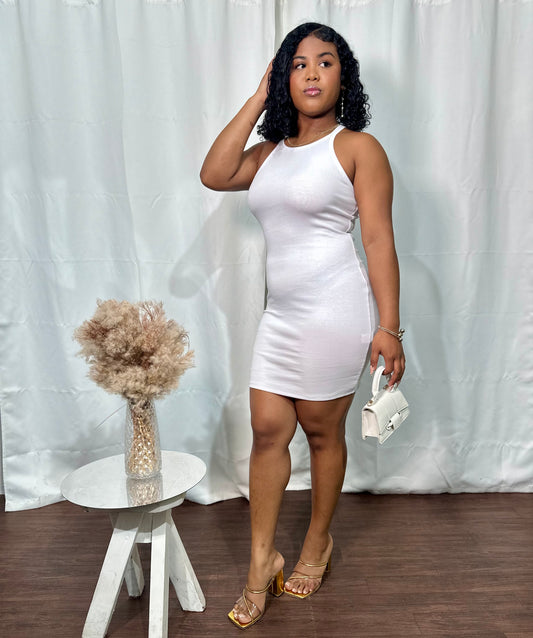 RACERBACK RIBBED MINI DRESS