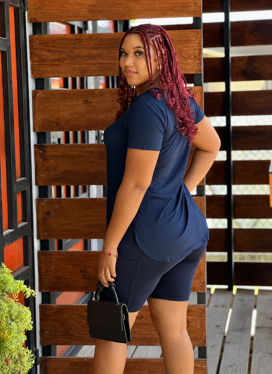 CURVE HEM OVERSIZED TEE/BIKER SHORT SET