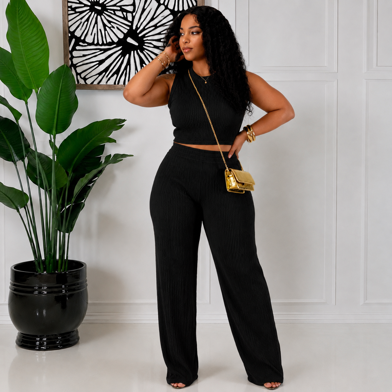 CRINKLED PLISSE LOUNGE SET