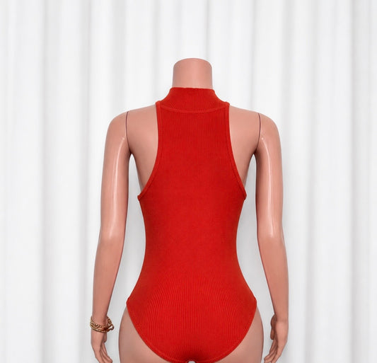 RIBBED MOCK-NECK BODYBLOUSE