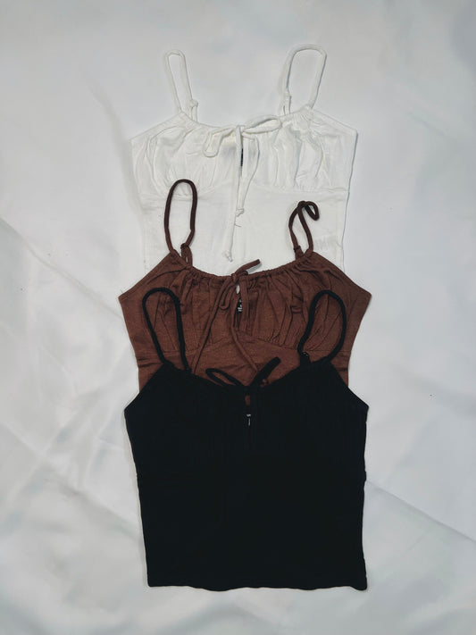 PRINCESSA TIE-FRONT CAMI CROP TOP