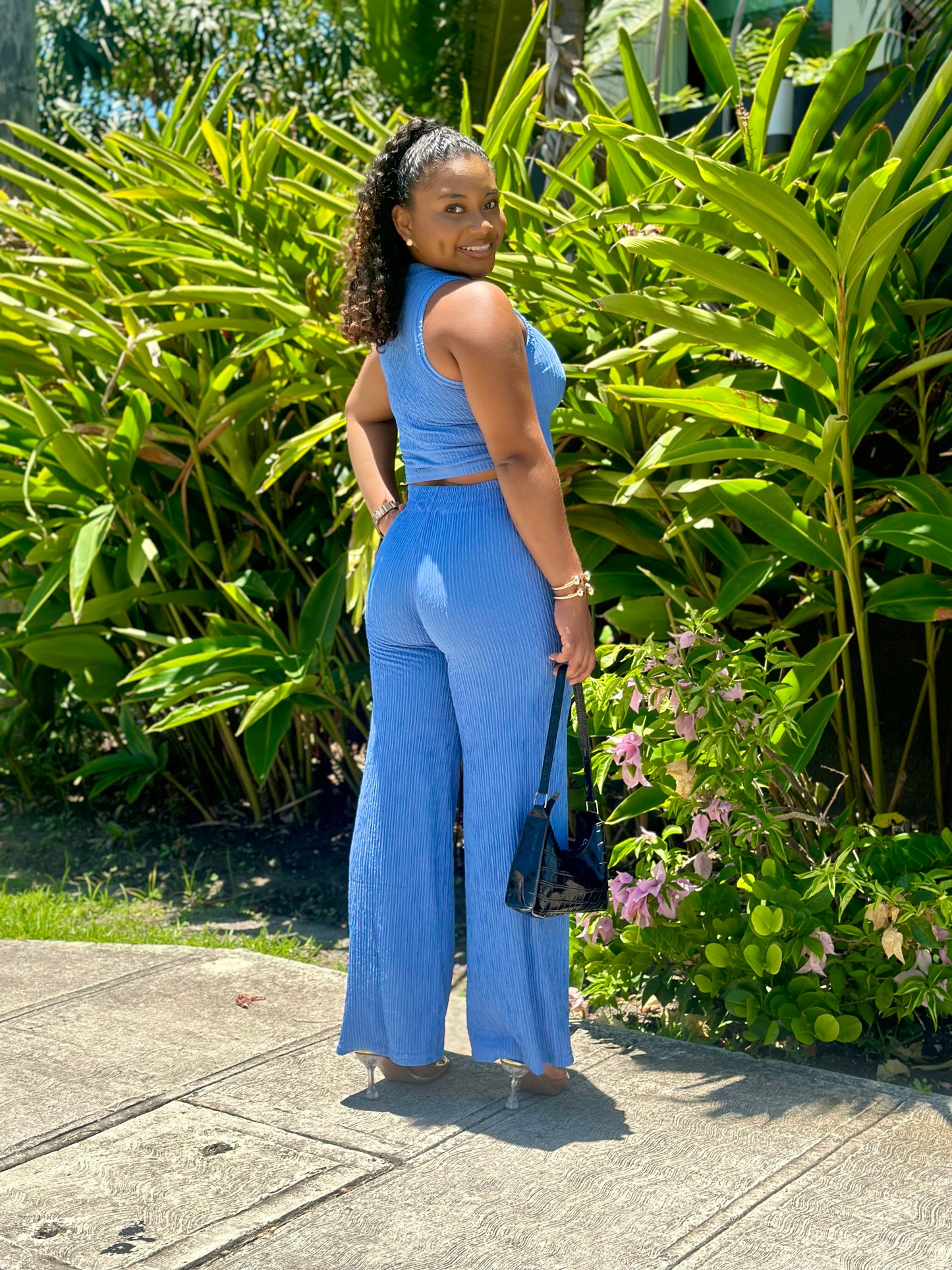 2 PC CRINKLE PANTS SET