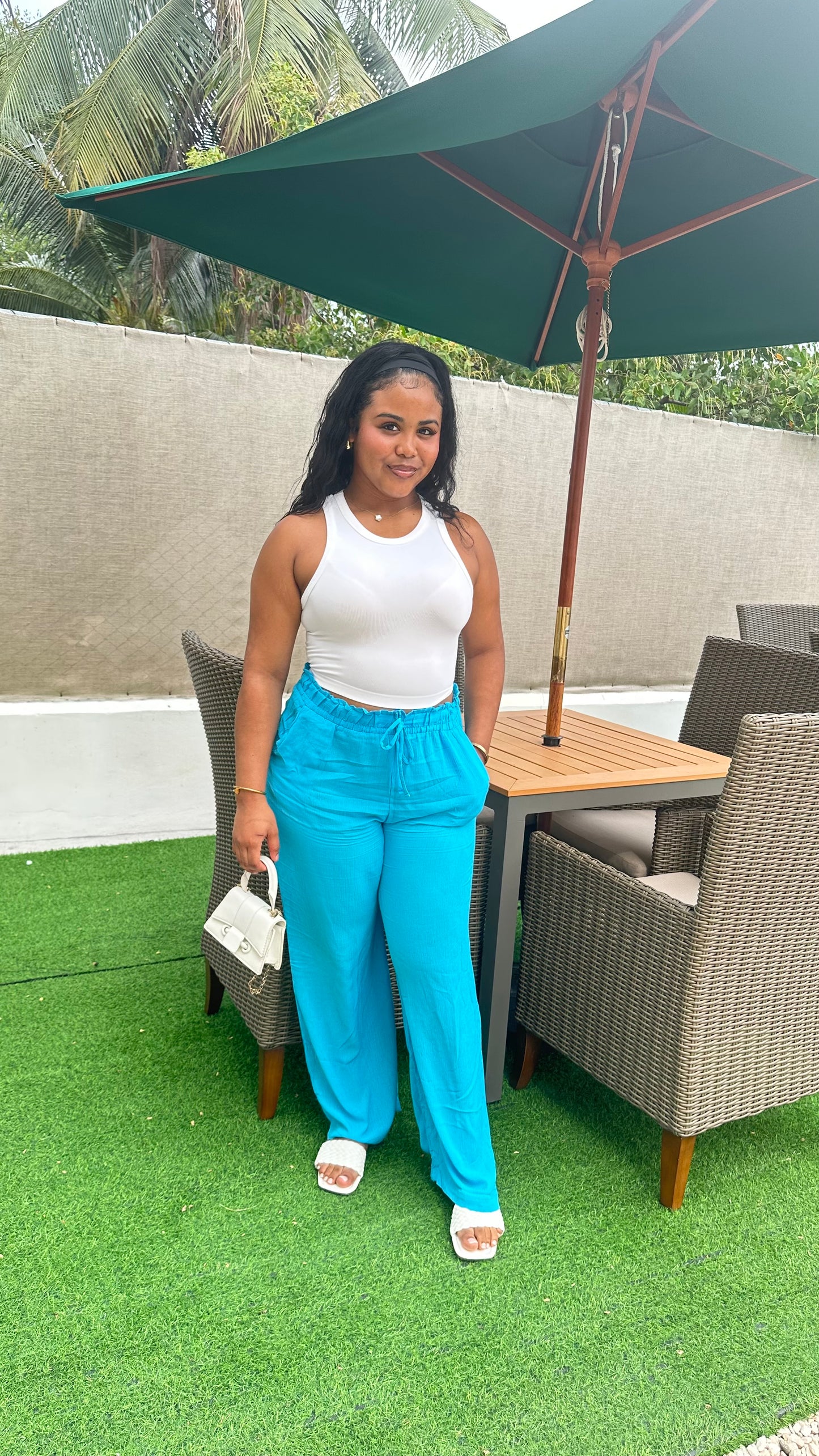 WIDE LEG PAPERBAG WAIST PANTS