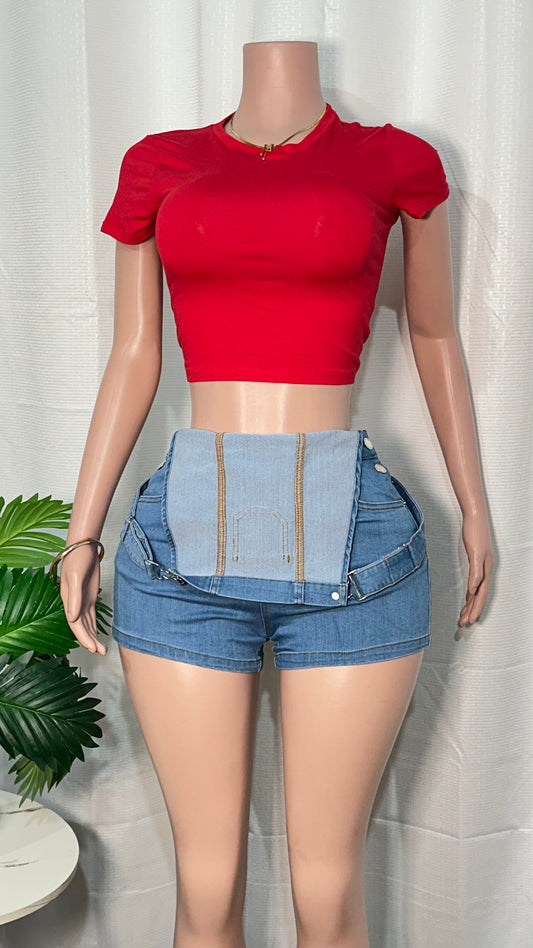 CREW NECK SHORT SLEEVE CROP TOP