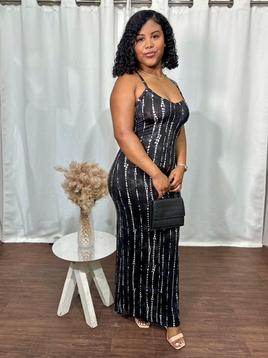INTO THE NIGHT RACERBACK MIDI DRESS  ￼