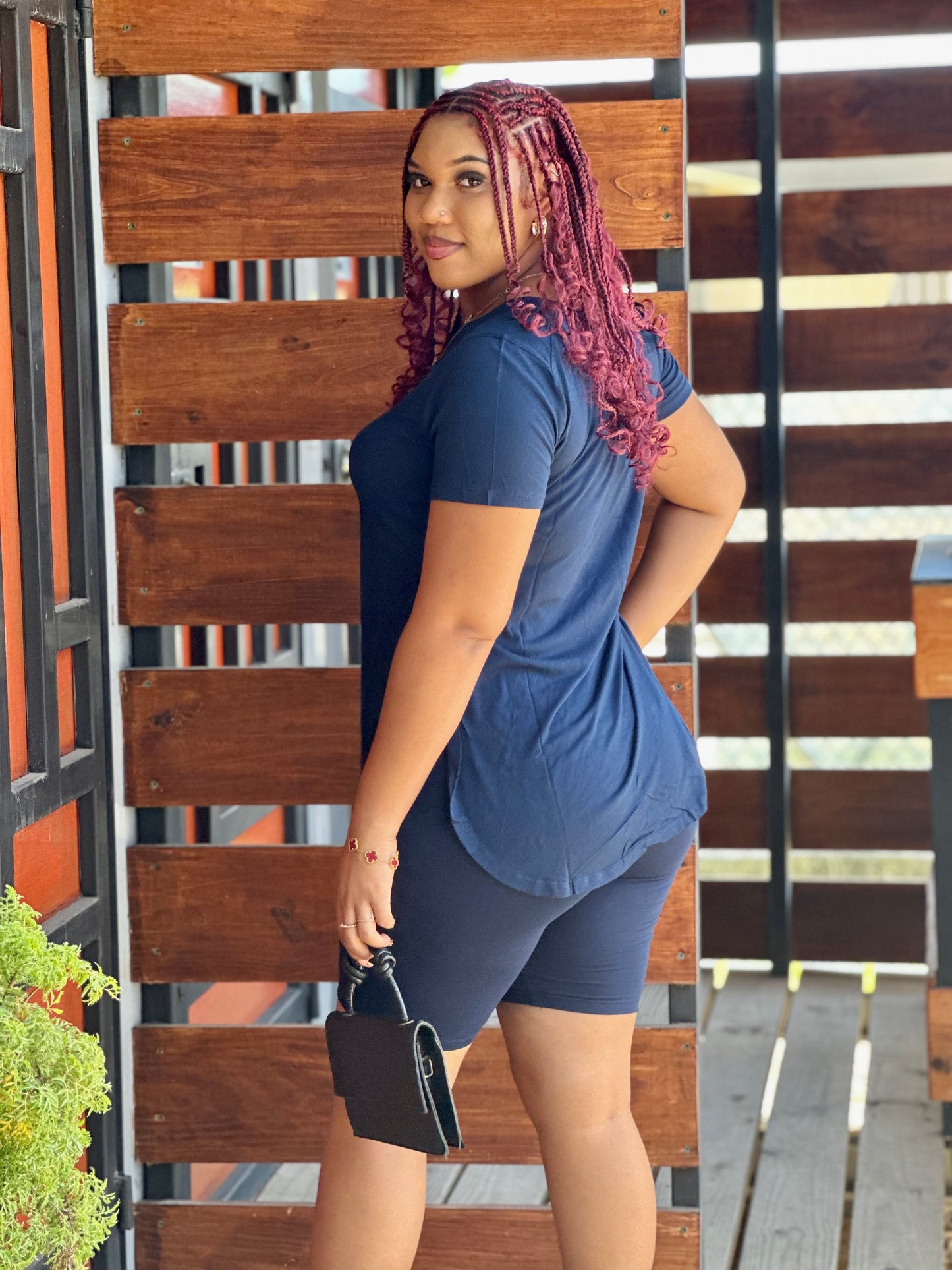 CURVE HEM OVERSIZED TEE/BIKER SHORT SET