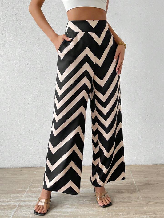 CALVAYA CHEVRON PRINT WIDE LEG  PANTS