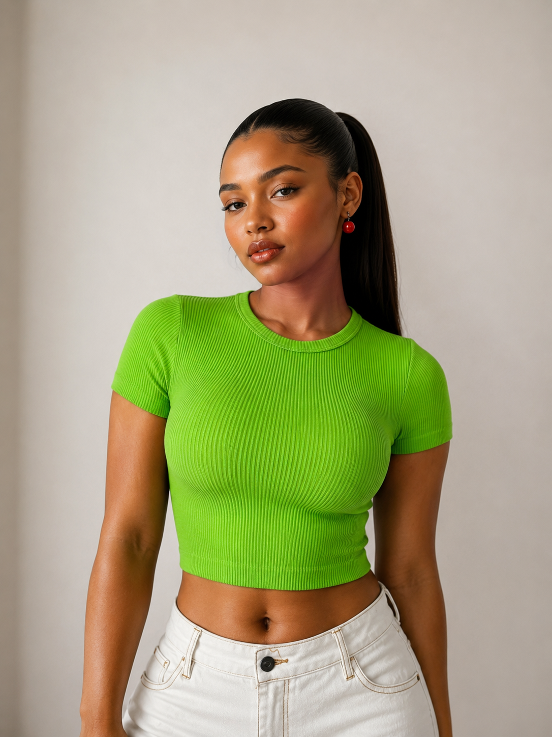 SHORT SLEEVE RIBBED CROP TOP