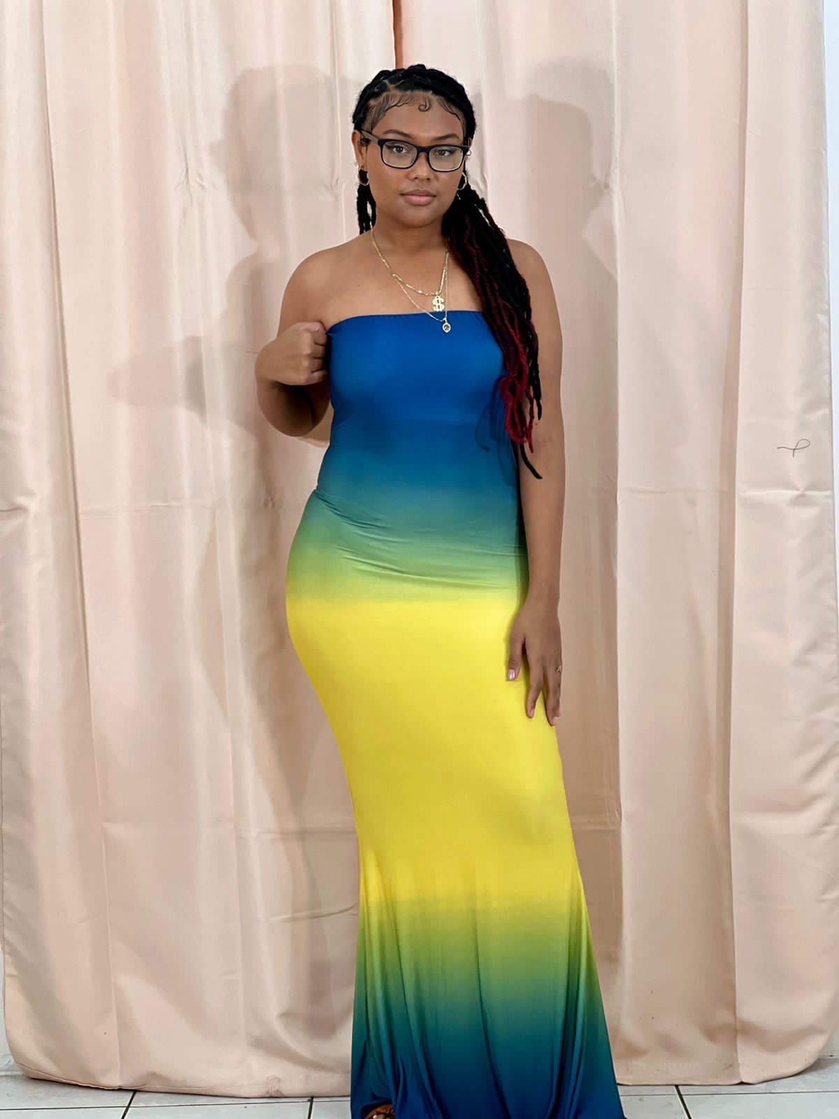 GRADIENT TUBE MAXI DRESS