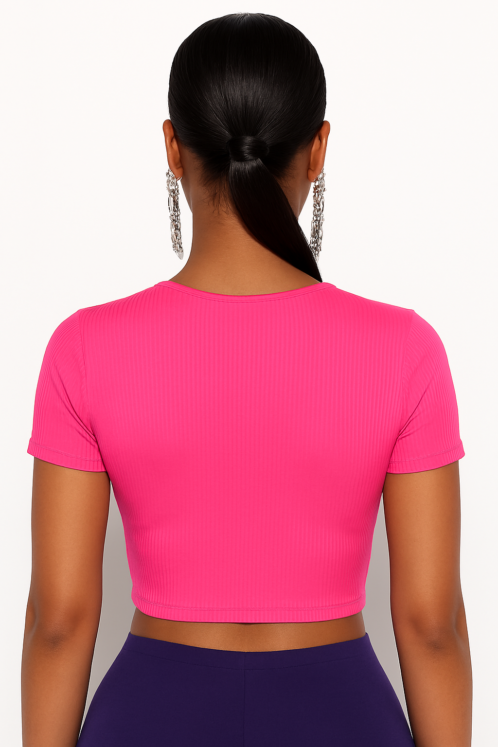 BUBBLE GUM V NECK RIBBED TOP