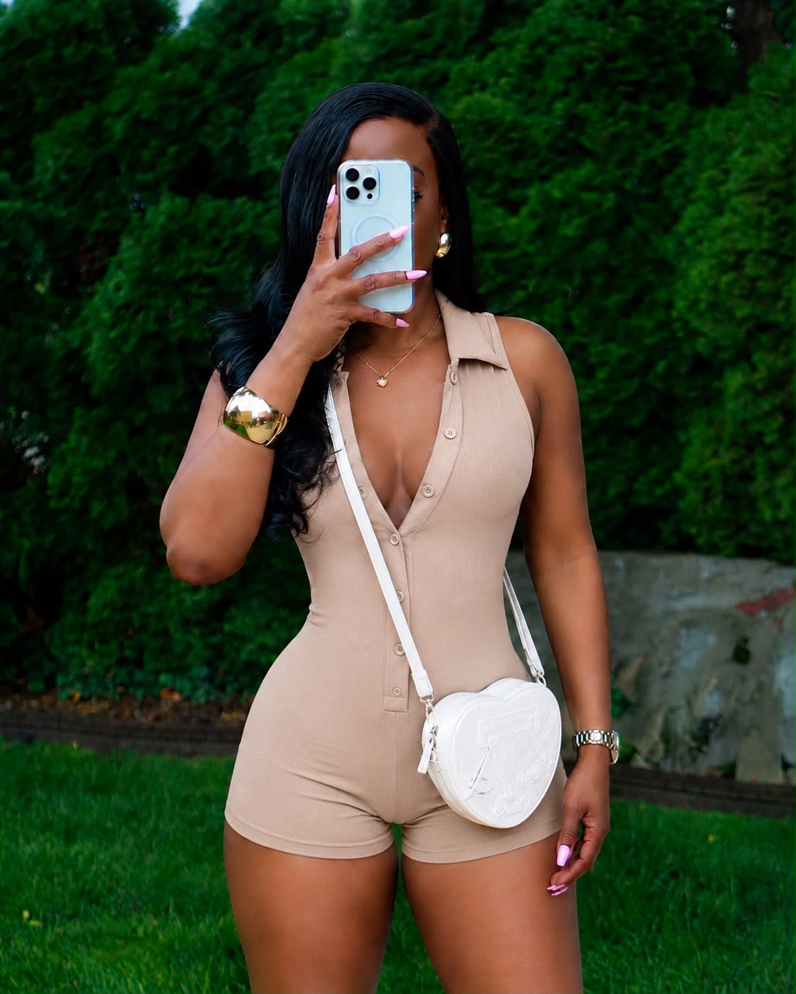 SLEEVELESS RIBBED BUTTON FRONT ROMPER