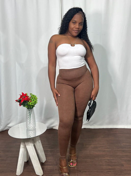 RIBBED HIGH-WAIST LEGGINGS