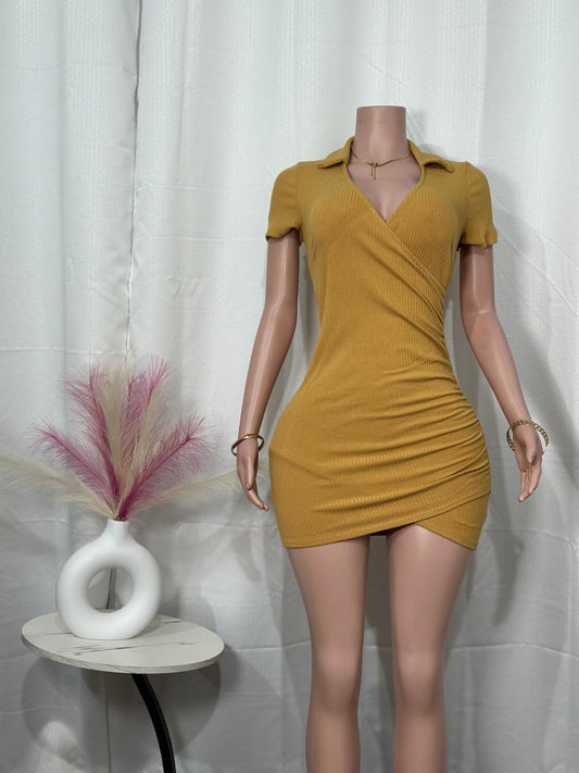COLLARED BODYCON MINI DRESS