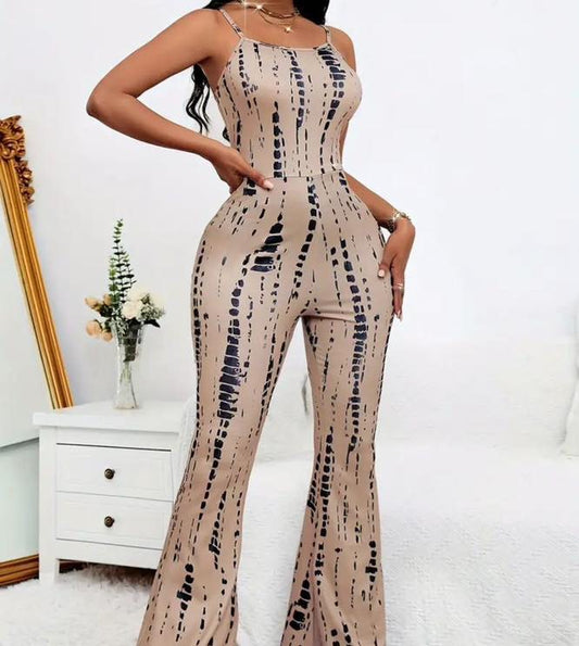 CROC PRINT 70’S FLARE JUMPSUIT