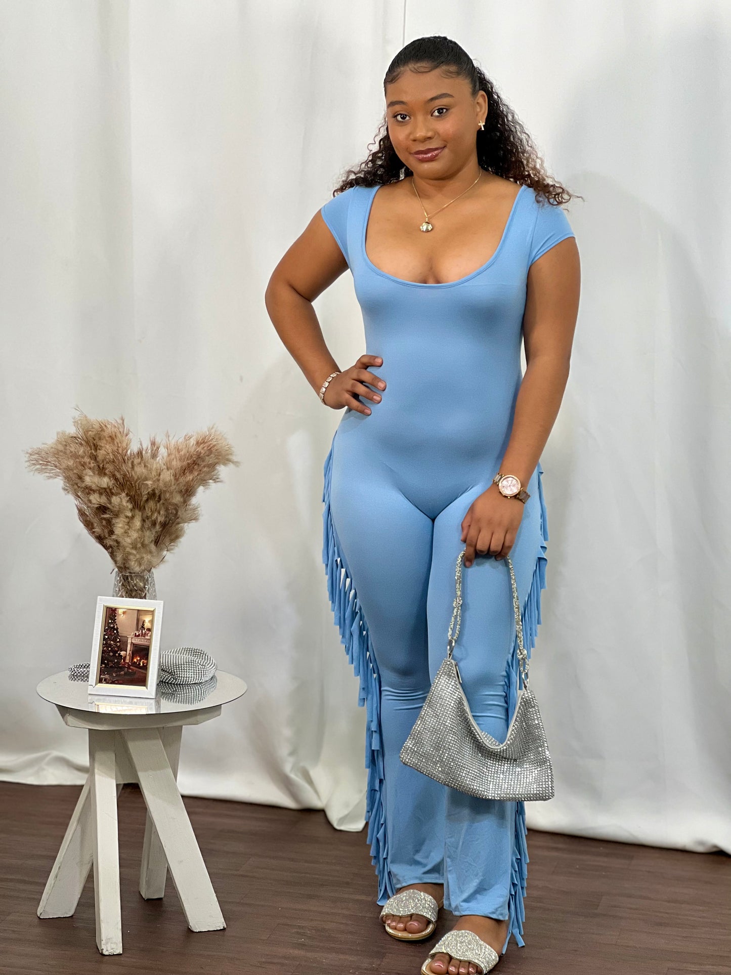 SCOOP NECK JUMPSUIT W FRILLS
