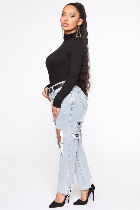 MOCK NECK LONG SLEEVE BLOUSE