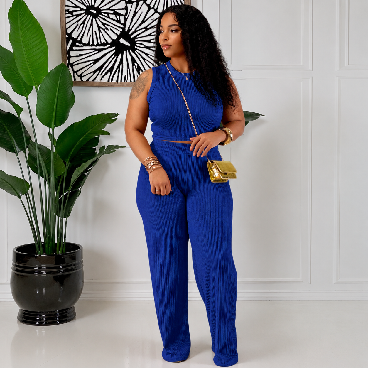CRINKLED PLISSE LOUNGE SET
