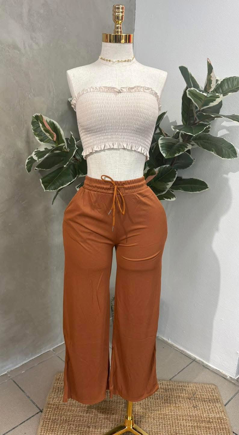 PLAIN RIBBED DRAWSTRING PANT