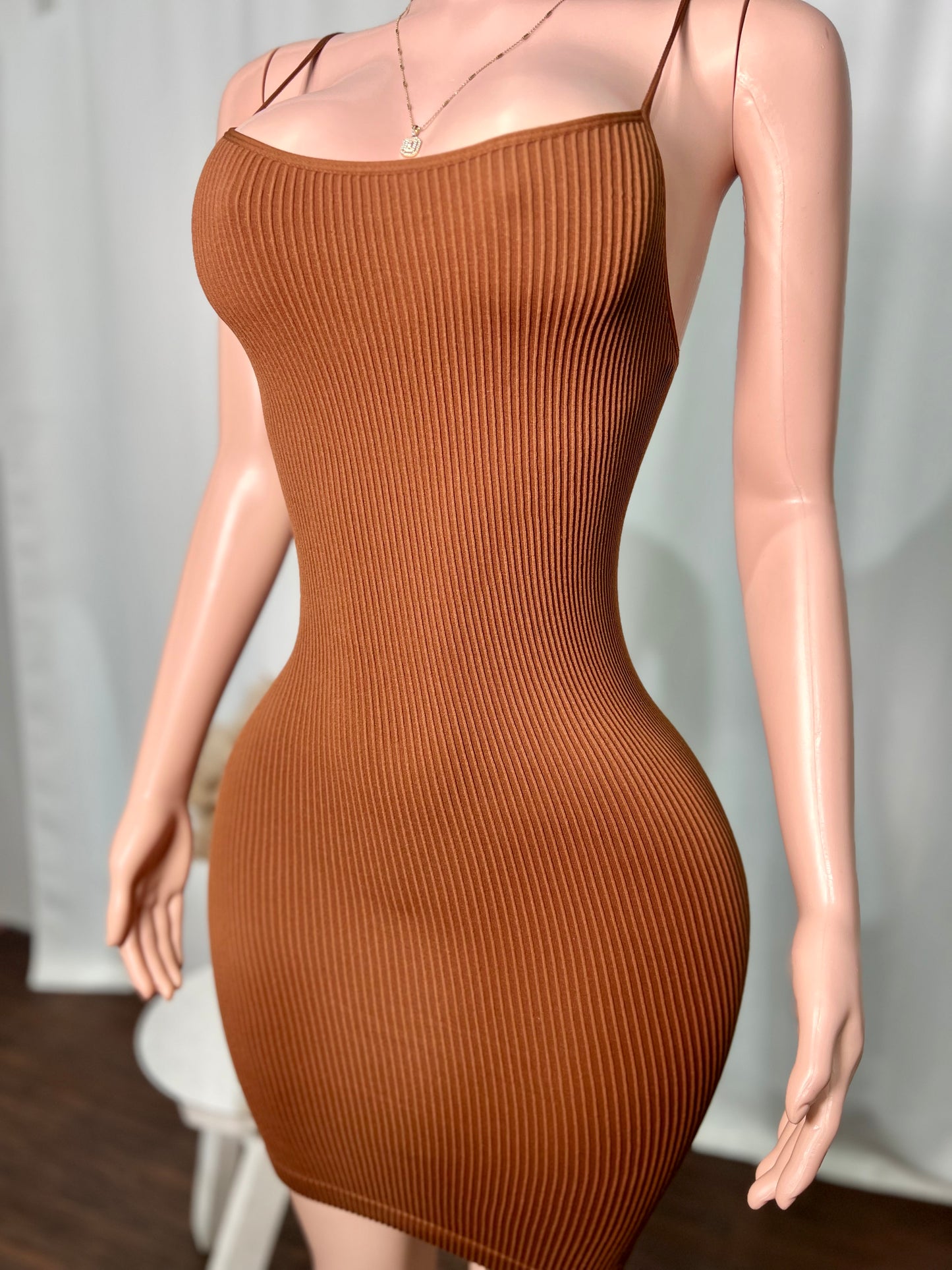 HEAVY RIBBED CAMI MINI DRESS