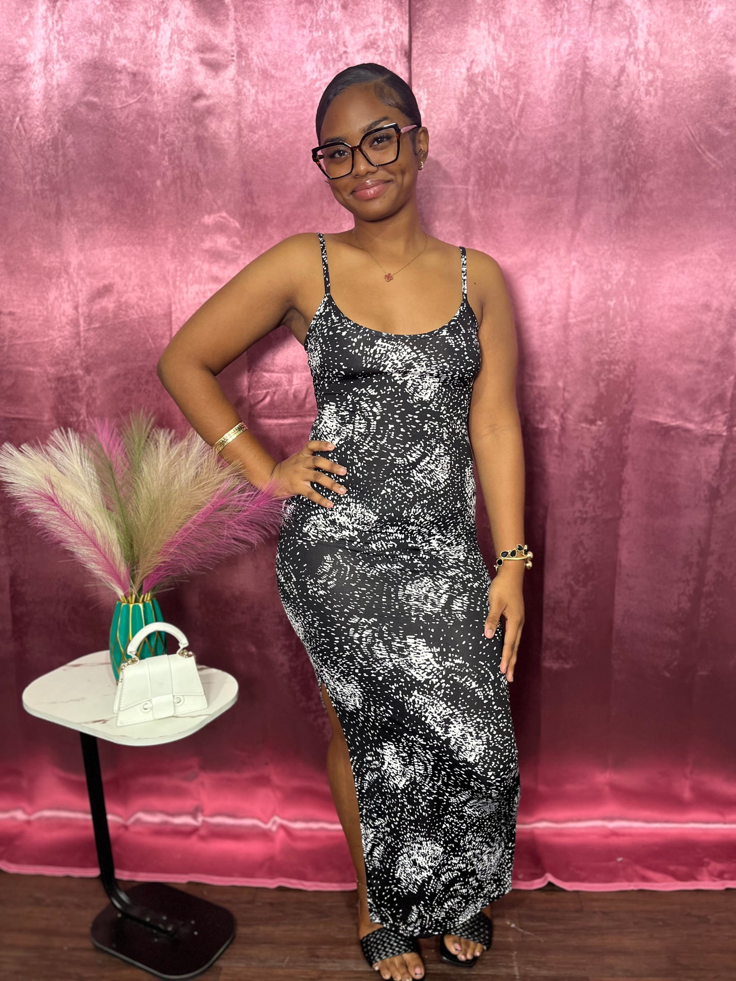 SPLASH MAXI DRESS W SLIT