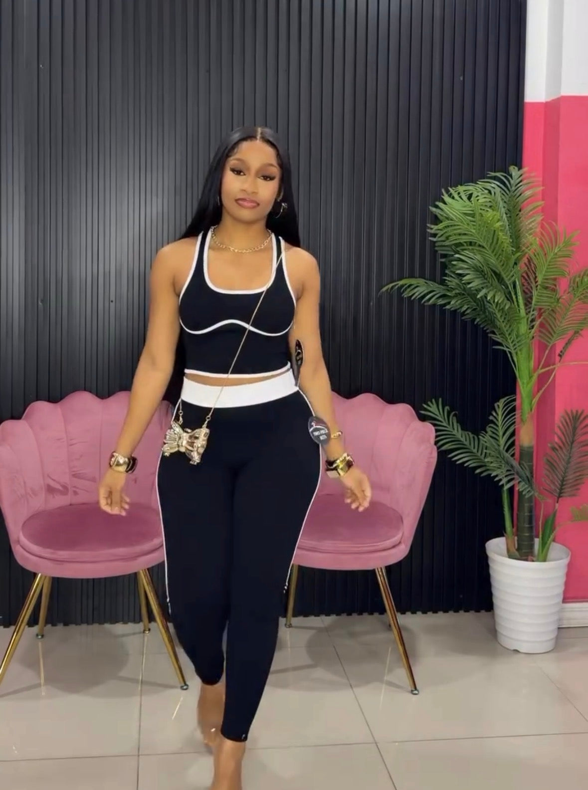 SEAMLESS RIBBED TOP AND LEGGINGS SET