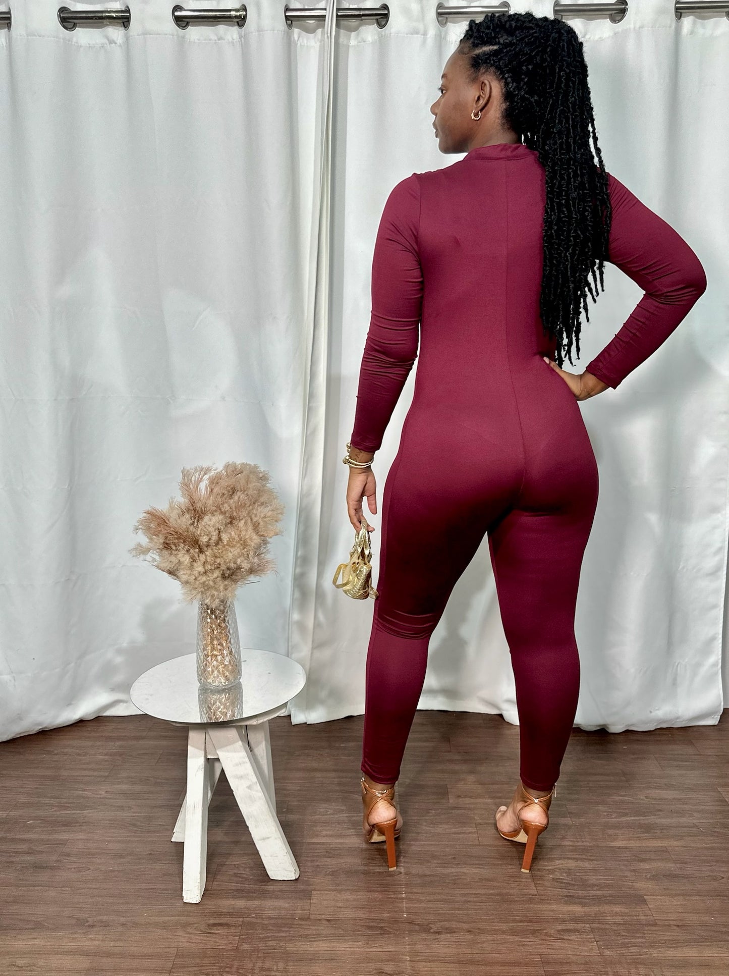 ZIP UP LONG SLEEVE JUMPSUIT