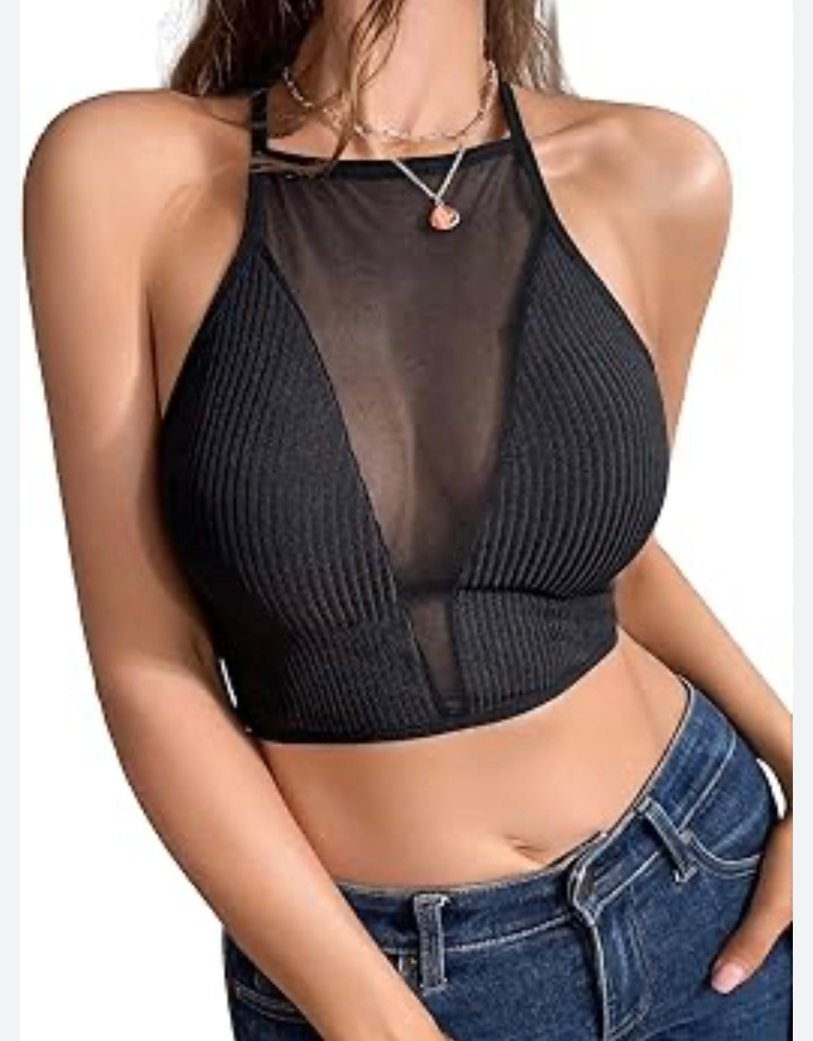 CROSSBACK MESH TOP