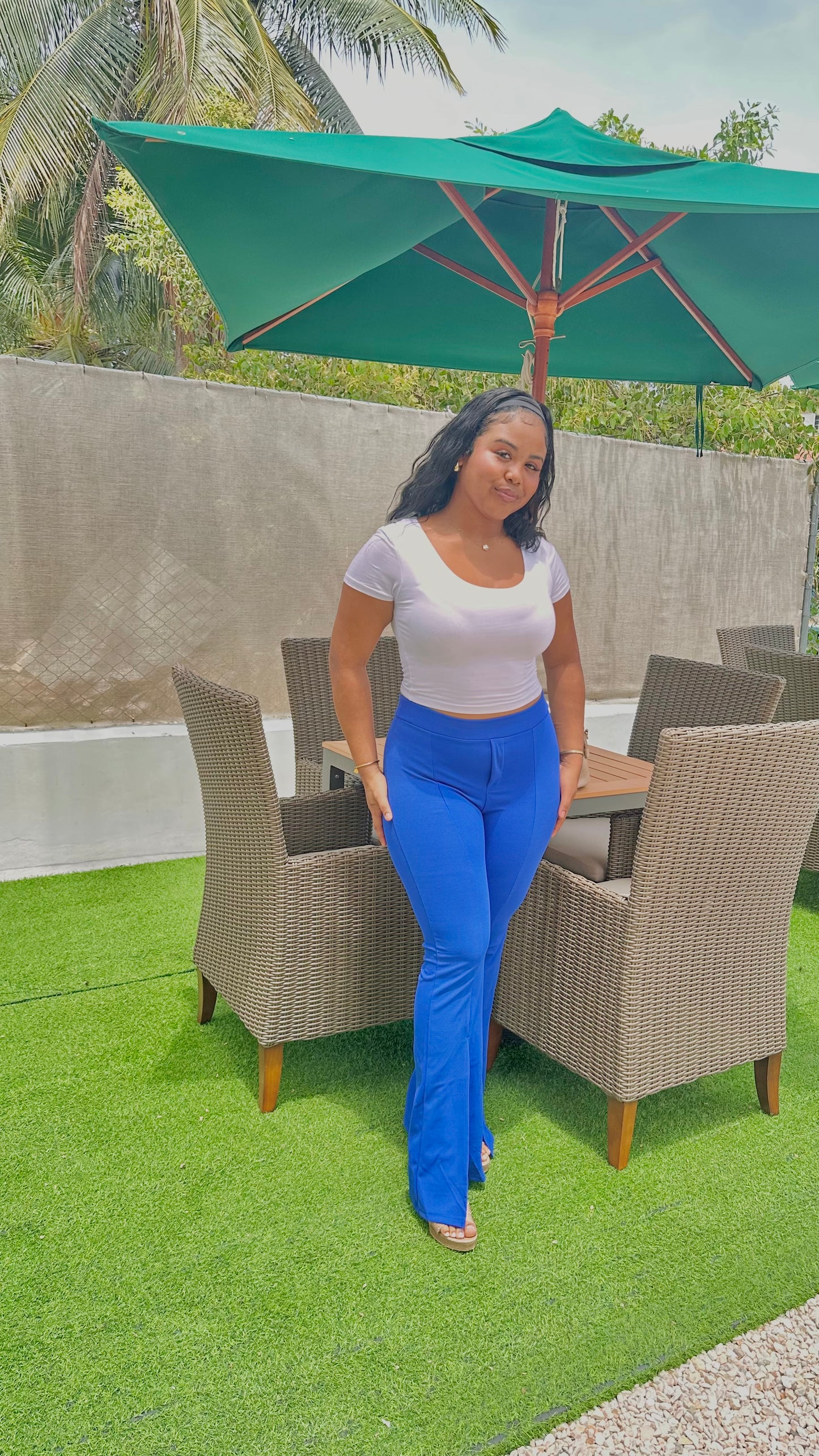 FRONT SLIT FLARE PANTS