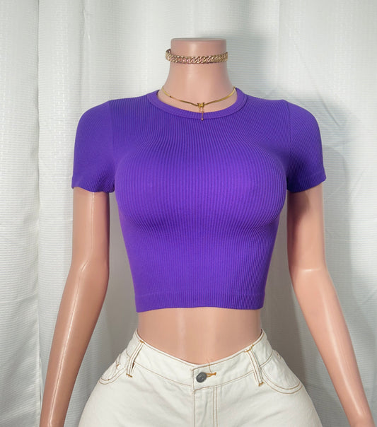 SHORT SLEEVE RIBBED CROP TOP