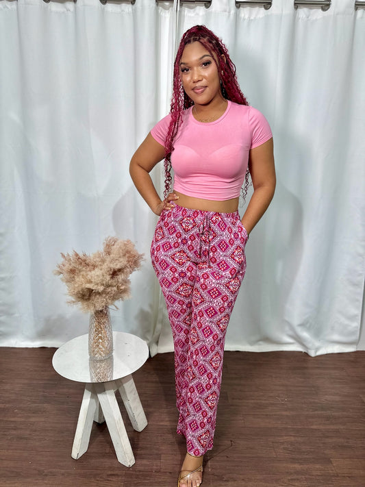 BLUSH FLARE DRAWSTRINGPANTS