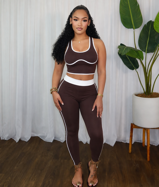 SEAMLESS RIBBED TOP AND LEGGINGS SET