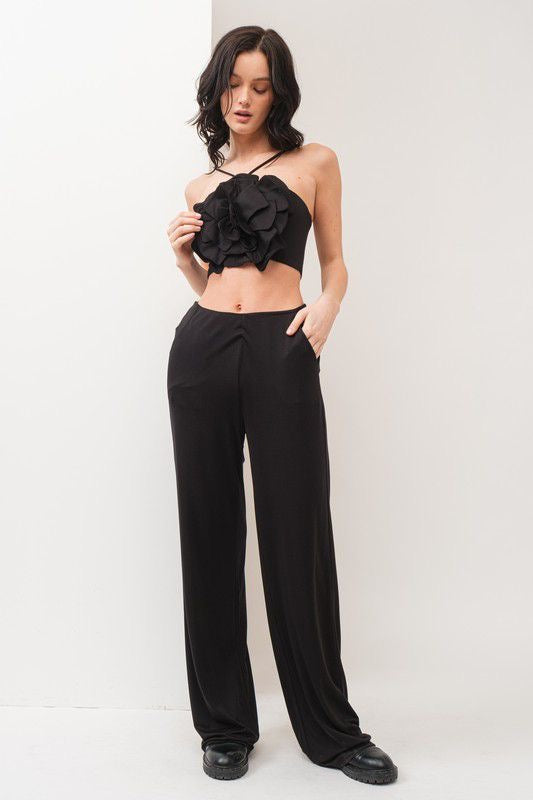 LUXE FLOWER CAMI STRAP JUMPSUIT