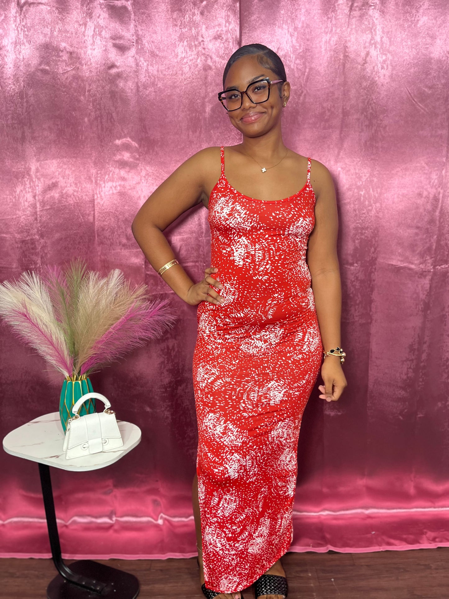 SPLASH MAXI DRESS W SLIT