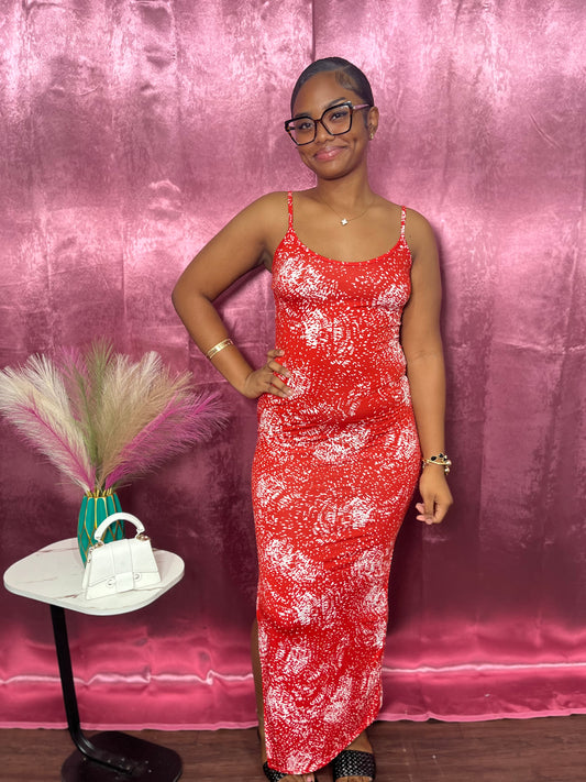 SPLASH MAXI DRESS W SLIT