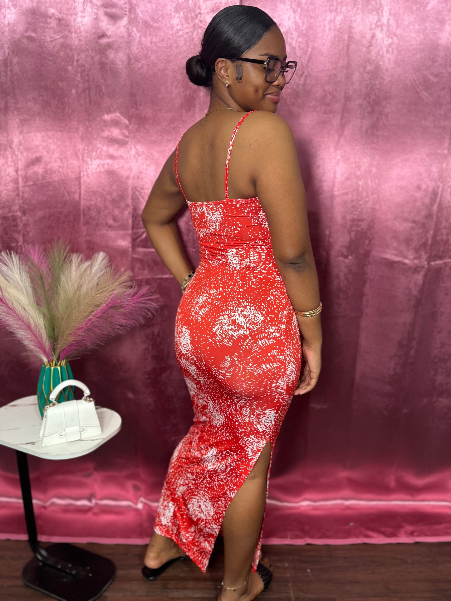 SPLASH MAXI DRESS W SLIT