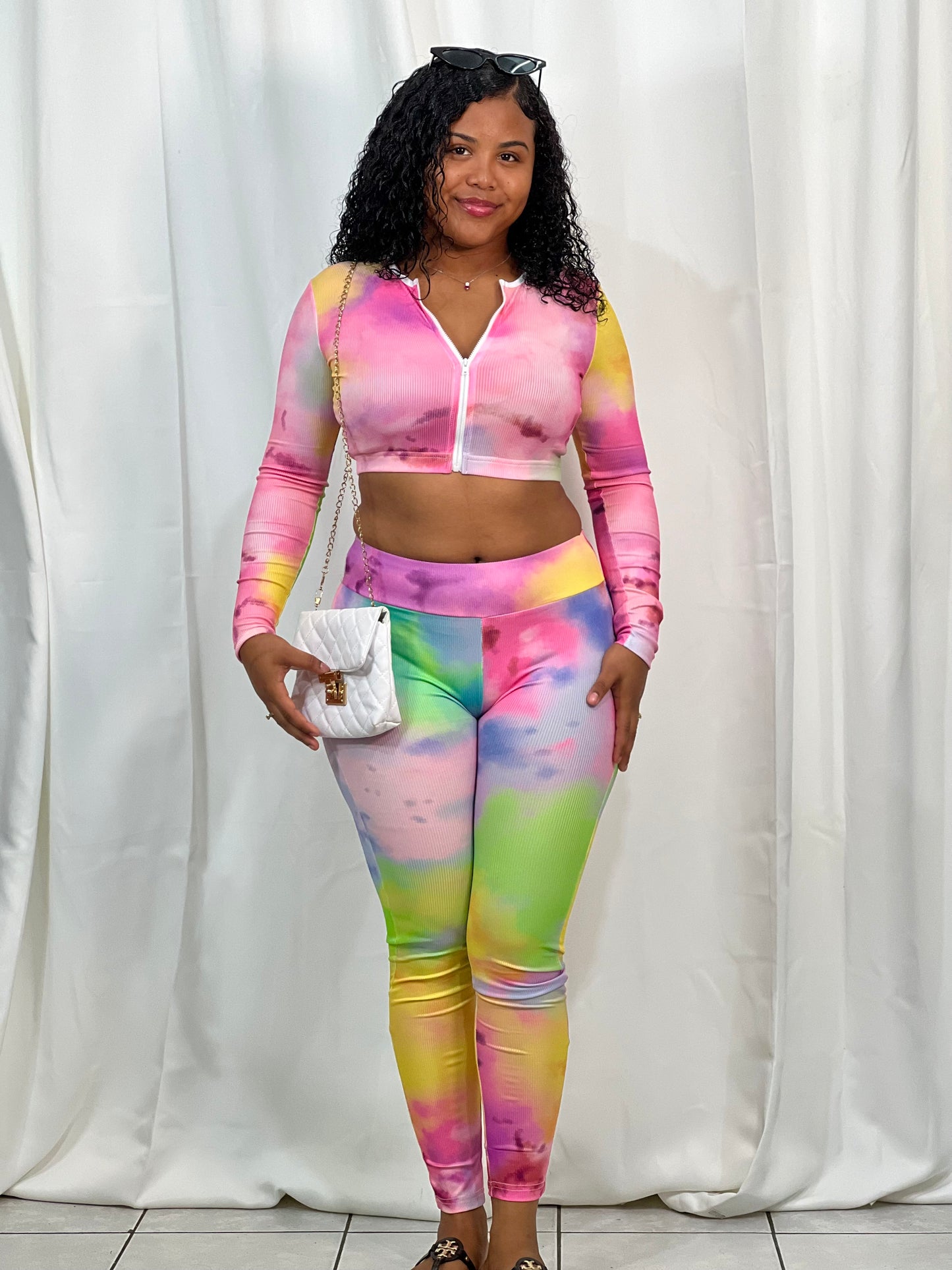 ZIP UP 2 PC TIE DYE PANT SET