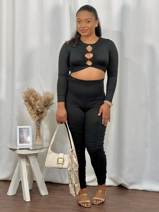 CUTOUT LONG SLEEVE JUMPSUIT