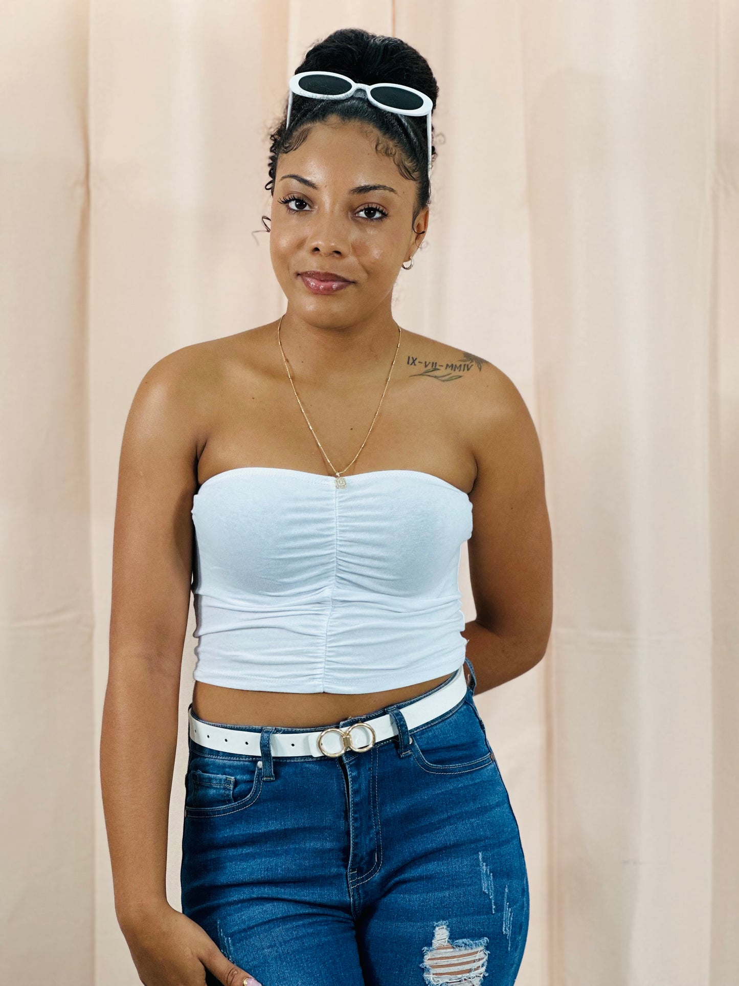 RUCHED TUBE CROPPED TOP