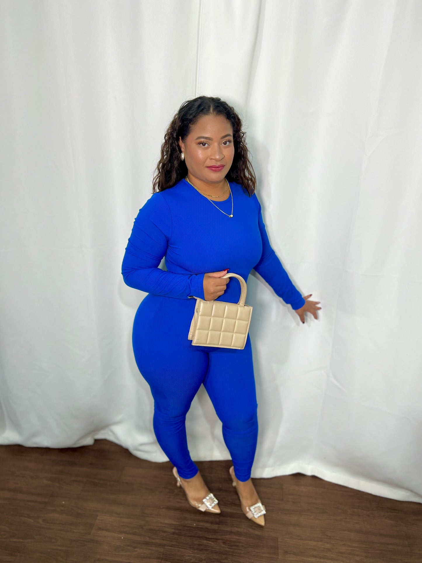 RIBBED CREW NECK JUMPSUIT