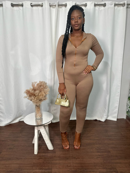 ZIP UP LONG SLEEVE JUMPSUIT