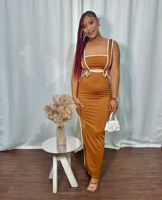 RIBBED 2PC DRESS W/ SLIT