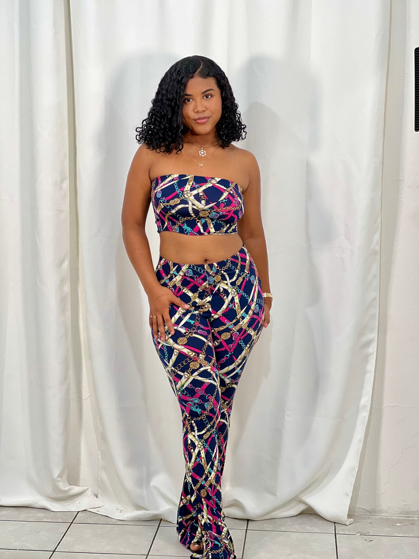 FLARE AND FLAIR PRINTED 2PC FLARE PANT SET