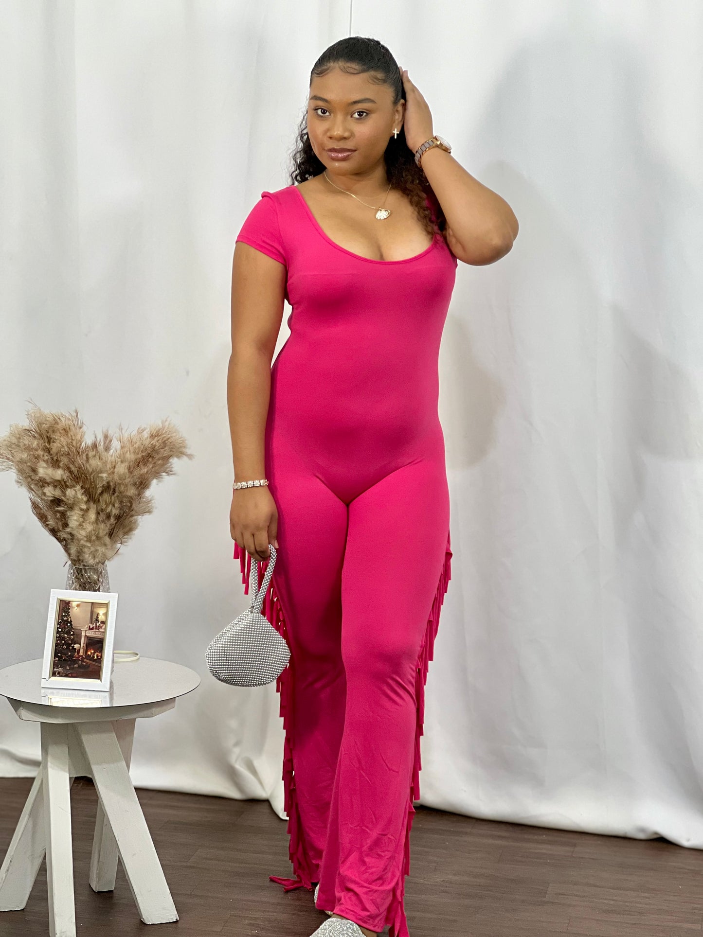 SCOOP NECK JUMPSUIT W FRILLS