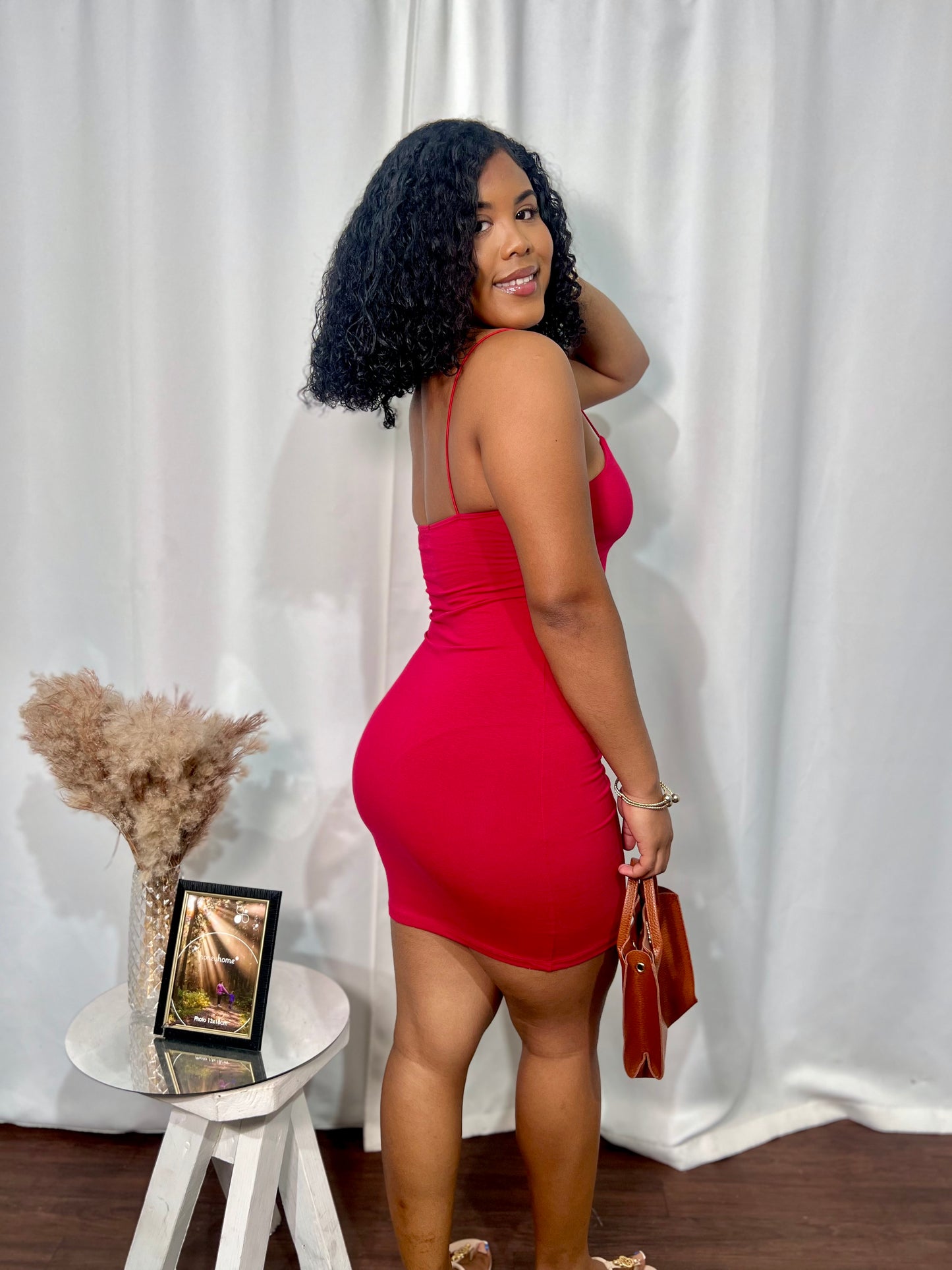 SPAGHETTI STRAP MINI DRESS