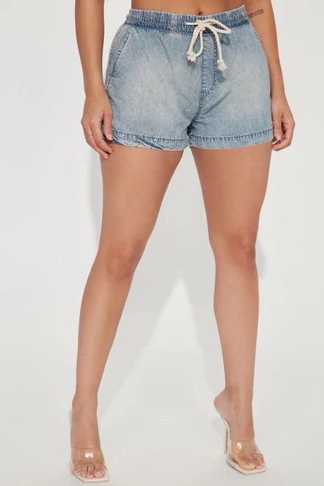 LOUNGIN’ AROUND PULL ON DENIM SHORTS